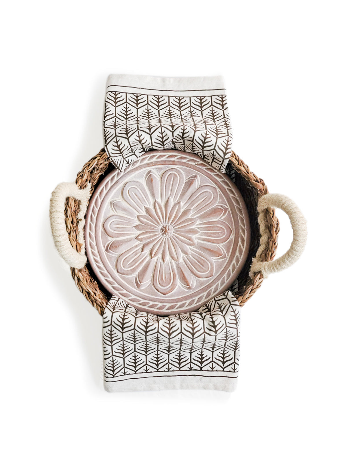 Bread Warmer & Basket Gift Set with Tea Towel - Vintage Flower