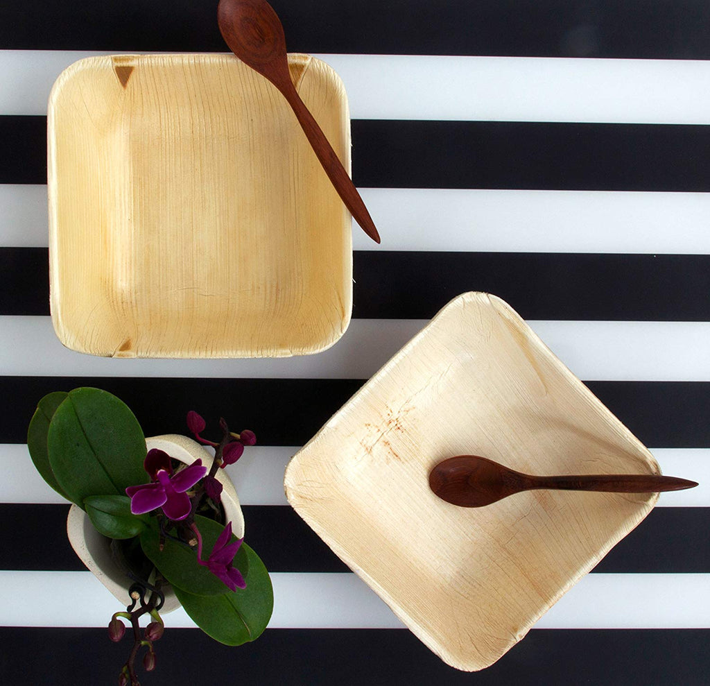 Palm Leaf Deep Square Bowls 5" Inch (25/50/100 bowls)